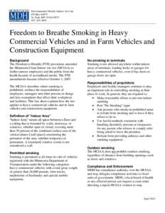 Freedom to Breathe Smoking in Heavy Commercial Vehicles and in Farm Vehicles and Construction Equipment