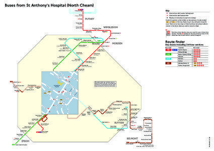 Buses from St Anthony’s Hospital (North Cheam)