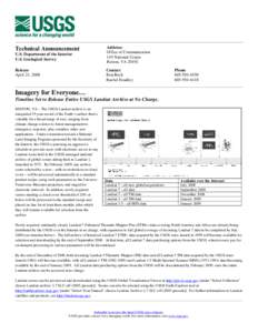 Microsoft Word - USGS TechAnnc. Landsat Imagery Release No Charge[removed]final.doc