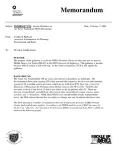 Earth / Environmental impact assessment / MSAT / National Environmental Policy Act / Environmental impact statement / Vehicle miles traveled tax / Air pollution / Impact assessment / Environment / Prediction