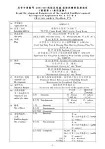 关 乎 申 请 编 号 A/H3/415 的 拟 议 用 途 /发 展 的 概 括 发 展 规 范 （ 根 据 第 17 条 的 复 核 ） Broad Development Parameters of the Applied Use/Development In respect of Application No. A