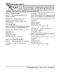 TITLE 4. AGRICULTURE  22 TAC §§[removed], [removed]PART 1. TEXAS DEPARTMENT OF AGRICULTURE