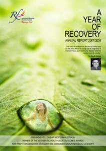 a year of recovery ANNUAL REPORT[removed] “The loss of confidence and social skills may