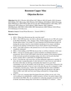 Rosemont Copper Mine, Objection Review Response[removed]Rosemont Copper Mine Objection Review