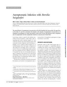 MAJOR ARTICLE  Asymptomatic Infection with Borrelia