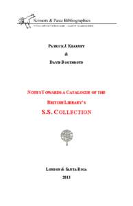 PATRICK J. KEARNEY & DAVID BOOTHROYD NOTES TOWARDS A CATALOGUE OF THE BRITISH LIBRARY’S