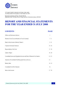 A Company limited by guarantee not having a share capital An exempt charity for the purposes of the Charities Act 1993 Registered in England and Wales: Number[removed]Registered Office: Old Royal Naval College, Park Row, 