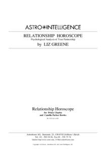 RELATIONSHIP HOROSCOPE Psychological Analysis of Your Partnership by LIZ GREENE  Relationship Horoscope