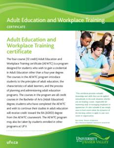 Adult Education and Workplace Training certificate Adult Education and Workplace Training certificate