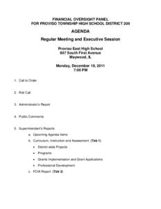 FOP Proviso Township Hight School District 209 Meeting Agenda December 19, 2011