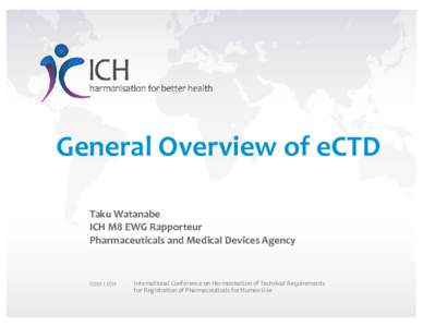 General Overview of eCTD Taku Watanabe ICH M8 EWG Rapporteur Pharmaceuticals and Medical Devices Agency  ©2011 ICH