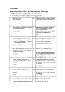 Annex DTR3 Notification of Transactions of Directors/Persons Discharging Managerial Responsibility and Connected Persons All relevant boxes should be completed in block capital letters. 1.