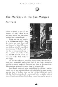 The Murders in the Rue Morgue / Murders in the Rue Morgue / C. Auguste Dupin / Detective fiction / Crime fiction / Literature