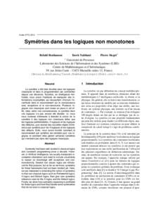 Actes JFPC[removed]Symétries dans les logiques non monotones Belaïd Benhamou  Tarek Nabhani