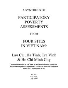 A SYNTHESIS OF  PARTICIPATORY POVERTY ASSESSMENTS FROM