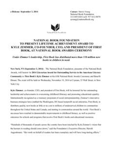 e-Release: September 3, 2014  Contact: Sherrie Young National Book Foundationcell: 