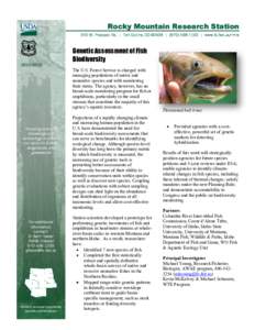 Conservation biology / United States Forest Service / Rocky Mountain Research Station / Biodiversity / Trout / Cutthroat trout / Fish / Oncorhynchus / Westslope cutthroat trout