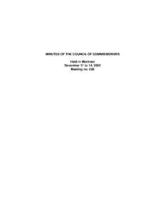 MINUTES OF THE COUNCIL OF COMMISSIONERS Held in Montreal December 11 to 14, 2000 Meeting no. 528  MINUTES OF THE COUNCIL OF COMMISSIONERS OF THE KATIVIK SCHOOL BOARD