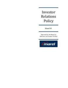 Marel - Investor Relations Policy