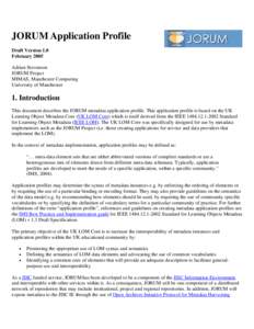 JORUM Application Profile v1.0 - Draft