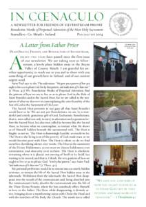 IN CŒNACULO a newsletter for friends of silverstream priory Benedictine Monks of Perpetual Adoration of the Most Holy Sacrament Stamullen • Co. Meath • Ireland