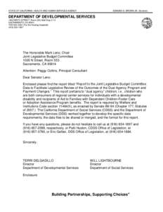 STATE OF CALIFORNIA--HEALTH AND HUMAN SERVICES AGENCY  EDMUND G. BROWN JR., Governor DEPARTMENT OF DEVELOPMENTAL SERVICES 1600 NINTH STREET, Room 230, Mail Stop 2-13