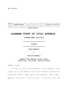 REL: Notice: This opinion is subject to formal revision before publication in the advance sheets of Southern Reporter. Readers are requested to notify the Reporter of Decisions, Alabama Appellate Courts, 300 