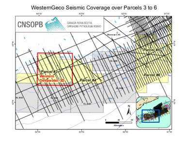 WesternGeco Seismic Coverage over Parcels 3 to 6 63°W 62°W  61°W