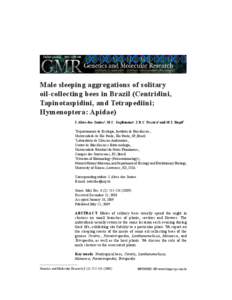 Male sleeping aggregations of solitary oil-collecting bees in Brazil (Centridini, Tapinotaspidini, and Tetrapediini;