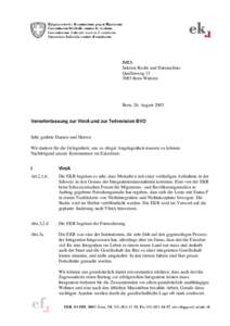 IMES Sektion Recht und Datenschutz QuellenwegBern-Wabern  Bern, 26. August 2003