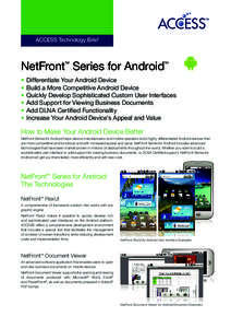 NetFront / ACCESS / Embedded Linux / Smartphones / Digital Living Network Alliance / Android / EPUB / Motorola Droid / Computing / Electronics / Software