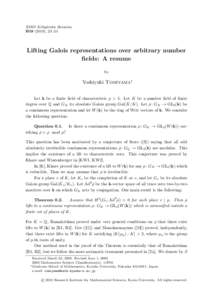RIMS Kˆ okyˆ uroku Bessatsu B19 (2010), 23–24  Lifting Galois representations over arbitrary number