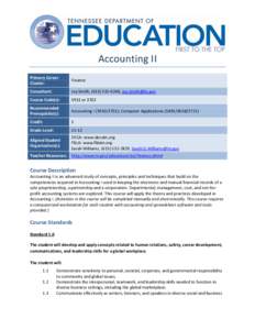 Accounting II Primary Career Cluster: Finance