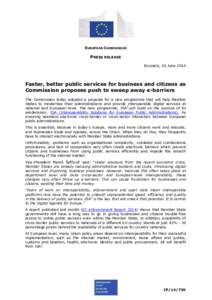 EUROPEAN COMMISSION  PRESS RELEASE Brussels, 26 June[removed]Faster, better public services for business and citizens as