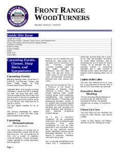 “Dedicated To Doing Good Turns” A CHAPTER OF THE AMERICAN ASSOCIATION OF WOODTURNERS  FRONT RANGE