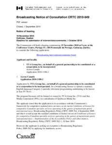 Broadcasting Notice of Consultation CRTC 2009-xx