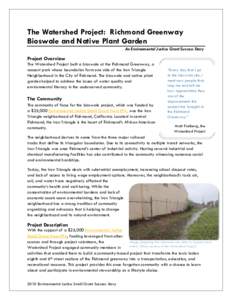 The Watershed Project: Richmond Greenway Bioswale and Native Plant Garden