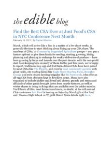      Find the Best CSA Ever at Just Food’s CSA in NYC Conference Next Month