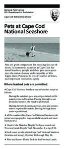 National Park Service U.S. Department of the Interior Cape Cod National Seashsore Pets at Cape Cod National Seashore
