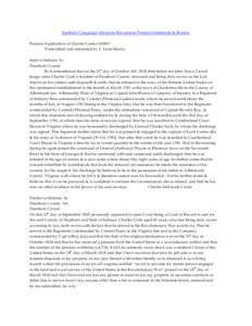 Southern Campaign American Revolution Pension Statements & Rosters Pension Application of Charles Cooke S35857 Transcribed and annotated by C. Leon Harris State of Indiana Ss Dearborn County Be it remembered that on the 