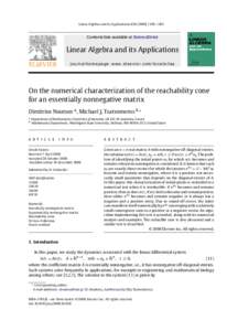 On the numerical characterization of the reachability cone for an essentially nonnegative matrix
