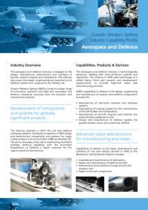 Greater Western Sydney Industry Capability Profile Aerospace and Defence  Industry Overview