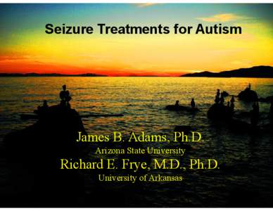 Seizure Treatments for Autism  James B. Adams, Ph.D. Arizona State University  Richard E. Frye, M.D., Ph.D.
