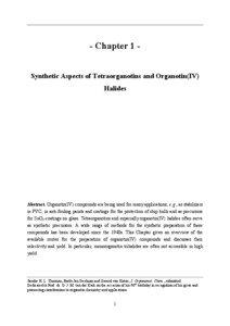 - Chapter 1 Synthetic Aspects of Tetraorganotins and Organotin(IV) Halides