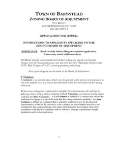 TOWN OF BARNSTEAD  ZONING BOARD OF ADJUSTMENT P.O. BOX 11 CENTER BARNSTEAD, NH[removed]2299 X 4