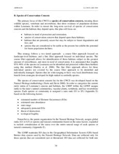 APPROACH  LA CWCS--DEC 2005 B. Species of Conservation Concern The primary focus of this CWCS is species of conservation concern, meaning those