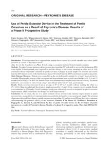 558  ORIGINAL RESEARCH—PEYRONIE’S DISEASE Use of Penile Extender Device in the Treatment of Penile Curvature as a Result of Peyronie’s Disease. Results of a Phase II Prospective Study