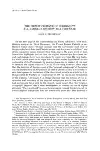 JETS[removed]March[removed]–88  THE PIETIST CRITIQUE OF INERRANCY? J. A. BENGEL’S GNOMON AS A TEST CASE alan j. thompson*