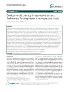 Corticosteroid therapy in regressive autism: Preliminary findings from a retrospective study