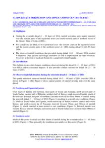 Dekadno: ICPACIGAD CLIMATE PREDICTION AND APPLICATIONS CENTRE (ICPAC) 10 DAY CLIMATOLOGICAL SUMMARY AND IMPACTS FOR SIXTEENTH DEKAD (1 – 10 JUNE) 2014